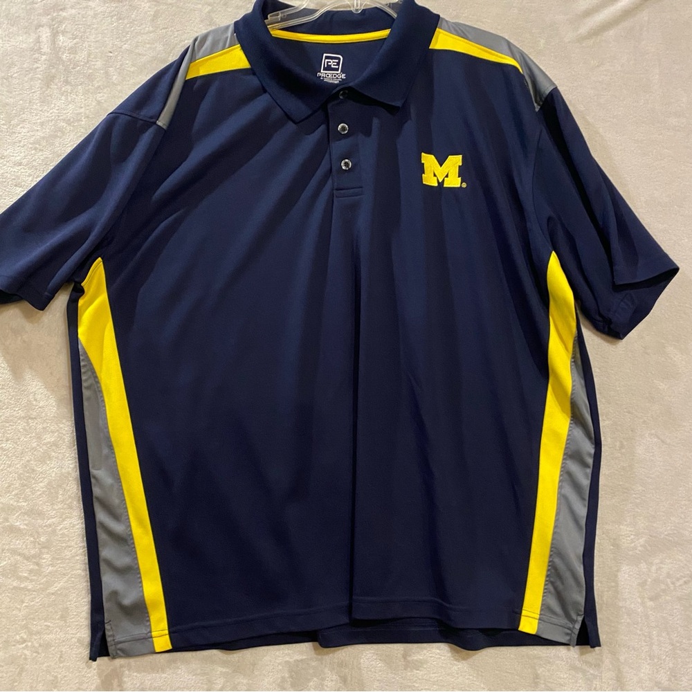 Michigan Shirt Men’s 3X Blue Polo Stitched Logo Short Sleeve Pro Edge